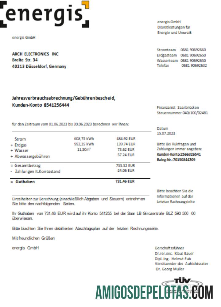 Projeto de lei de serviços públicos Energis da Alemanha, SCR amostra